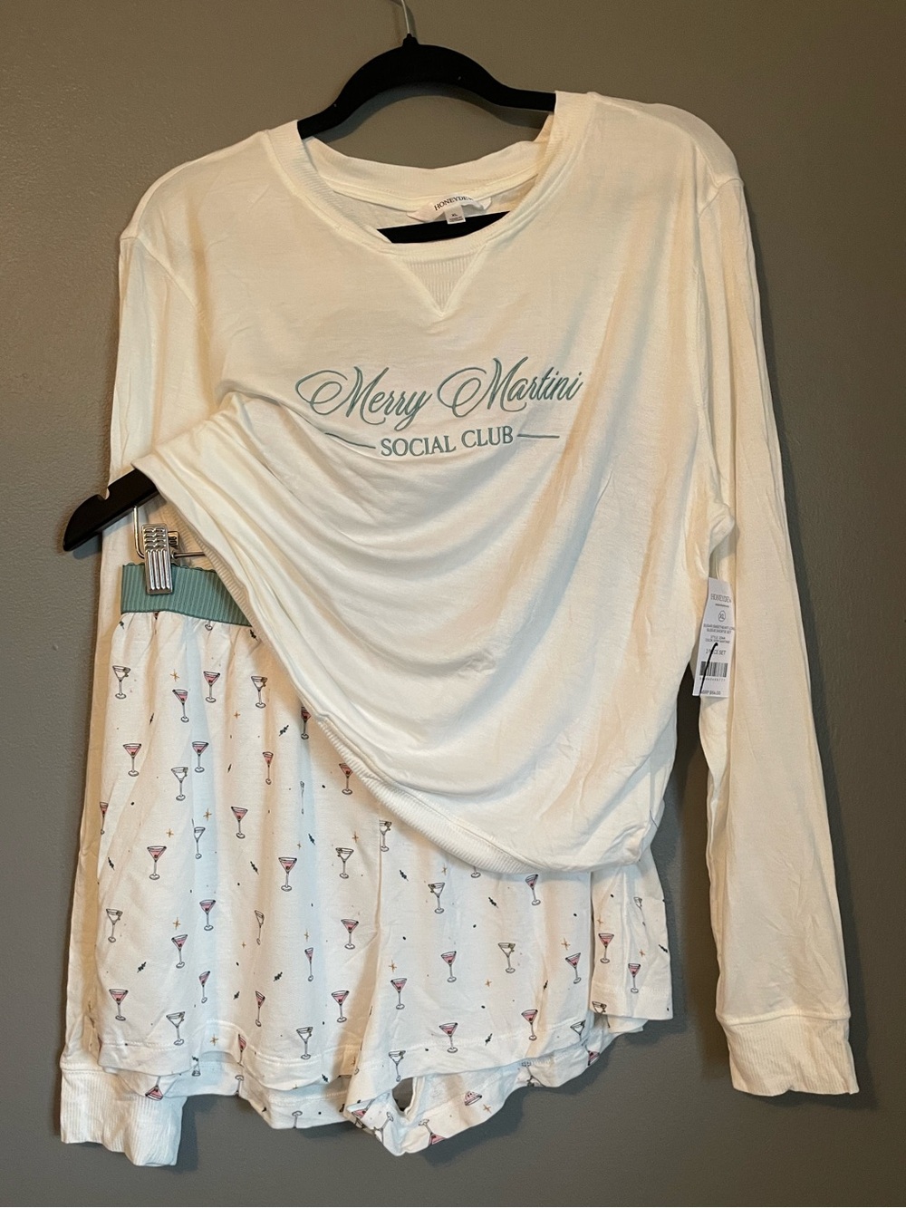 NWT Honeydew Sz XL Women’s Ivory Merry Martini Social Club PJ Short Set Ret $64!
